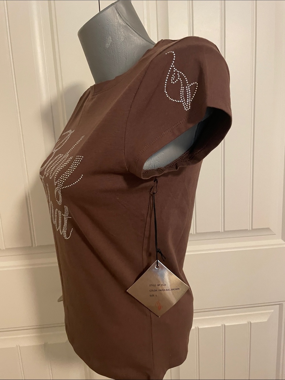 Baby Phat Brown Rhinestone Script Tee - Picture 3 of 4